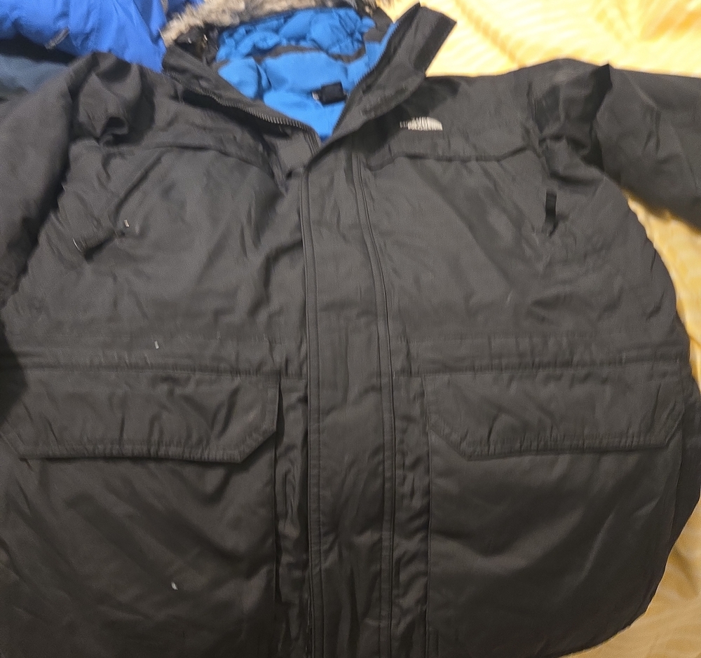 The North Face Kids Black Puffer Jacket with Blue Lining